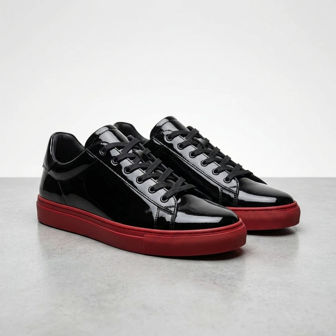 Black Patent Leather Gubbio Suede Sneaker