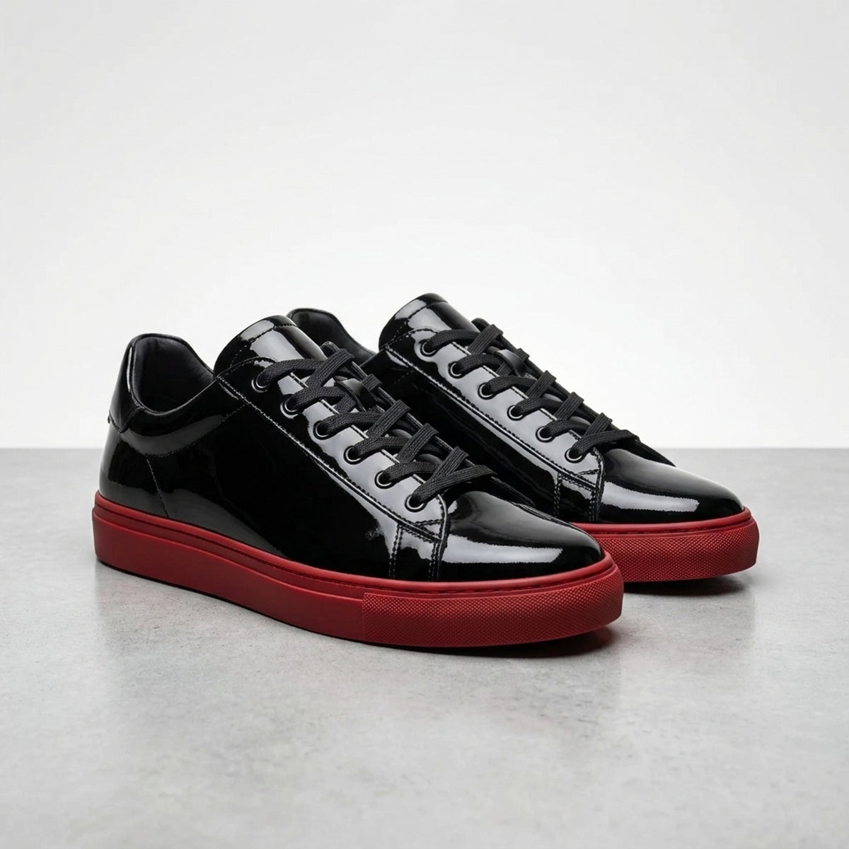 Black Patent Leather Gubbio Suede Sneaker