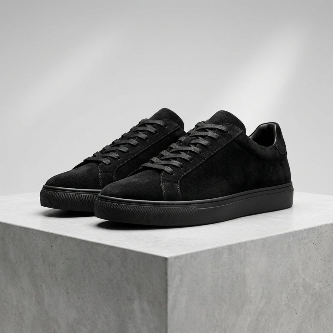 Height Increasing Black Suede Urbino Suede Sneaker - 3 Inch Hidden Heel