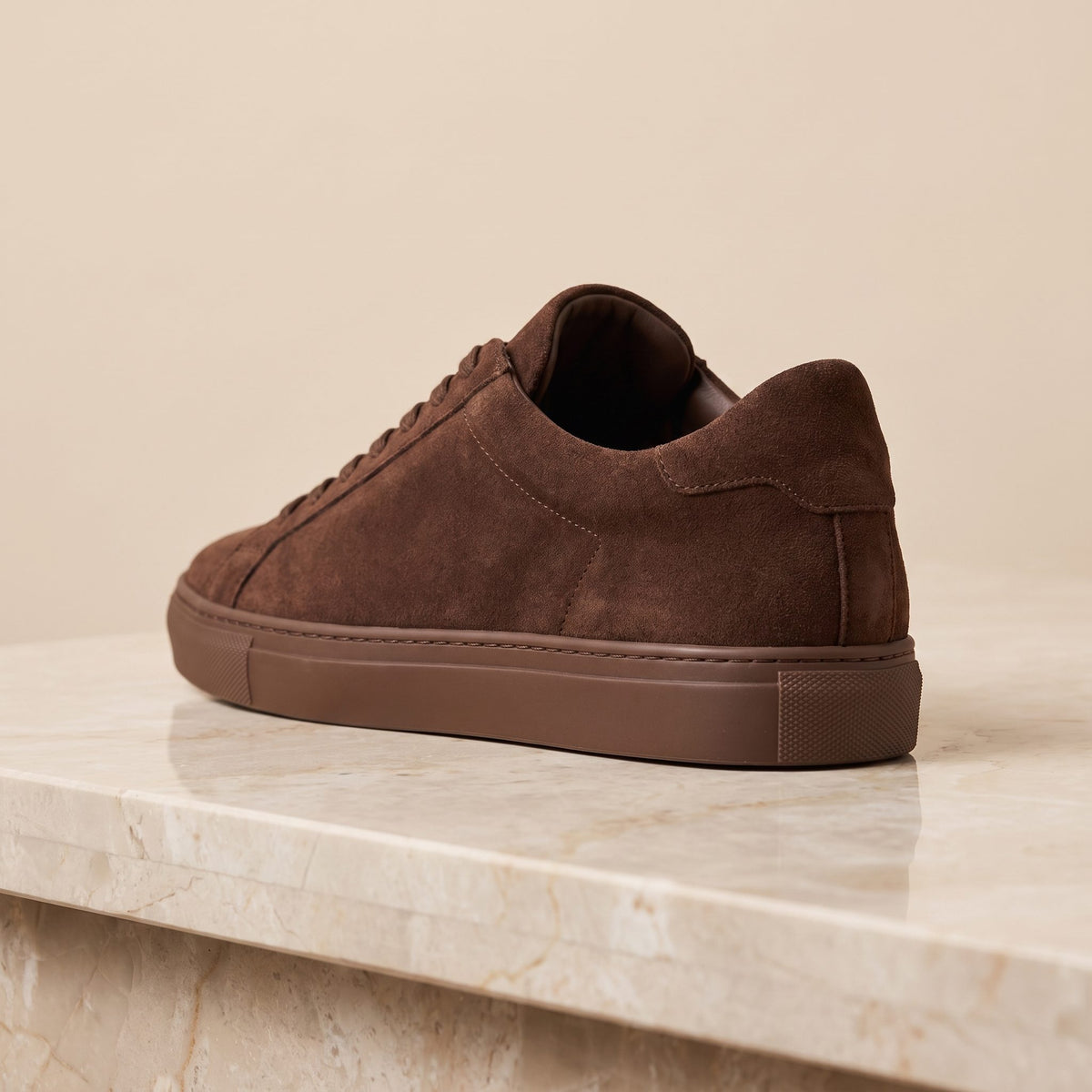 Height Increasing Brown Suede Conero Suede Sneaker - 3 Inch Hidden Heel – back view