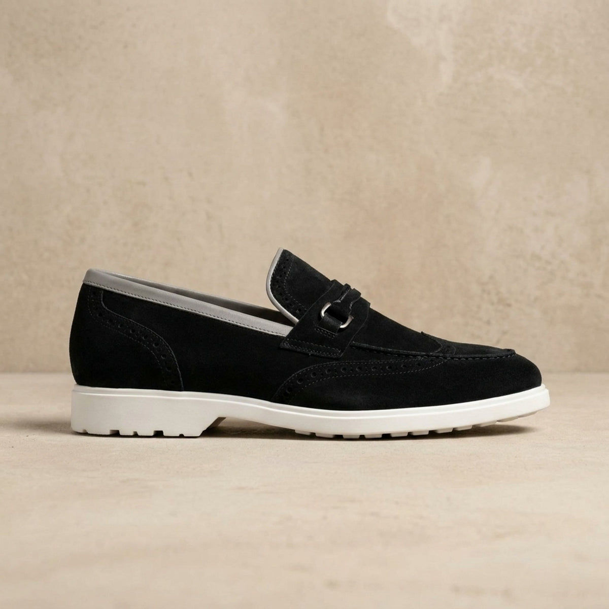 Height Increasing Black Suede Irpinia Summer Bit Loafer - 3 Inch Hidden Heel