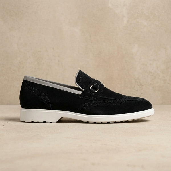 Height Increasing Black Suede Irpinia Summer Bit Loafer - 3 Inch Hidden Heel