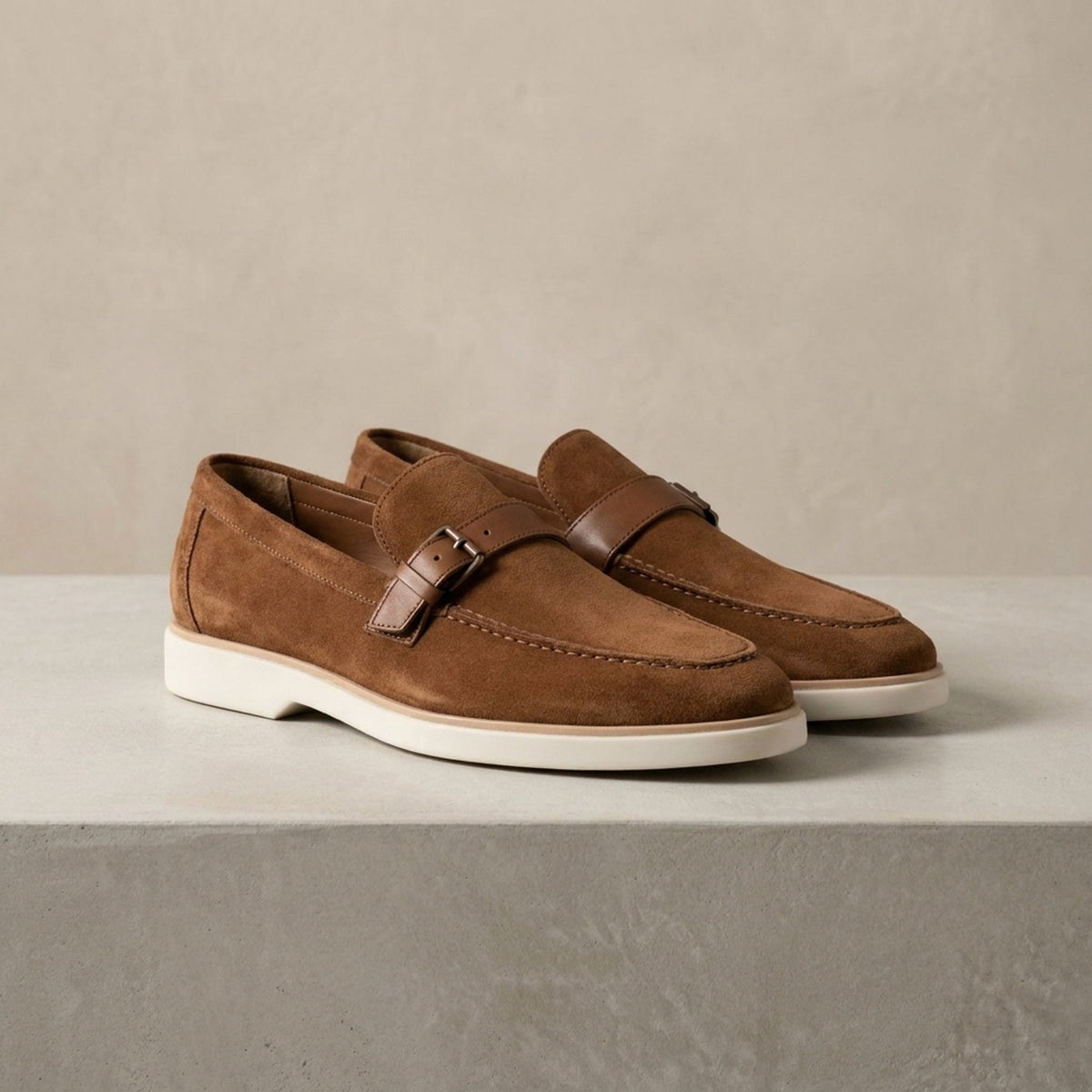 Height Increasing Brown Suede Cilento Summer Bit Loafer - 3 Inch Hidden Heel