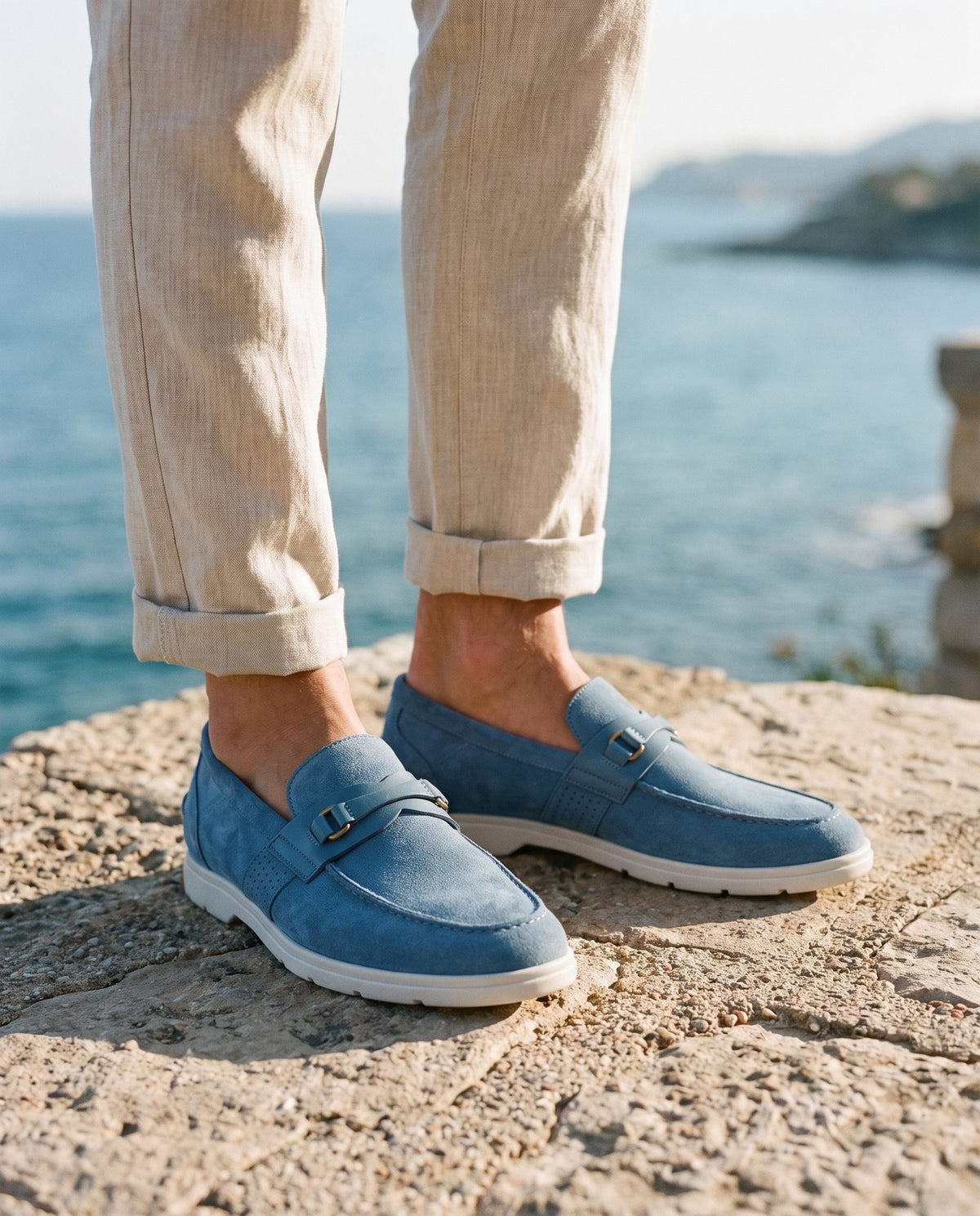 Sky Blue Suede Scalea Summer Bit Loafer – lifestyle