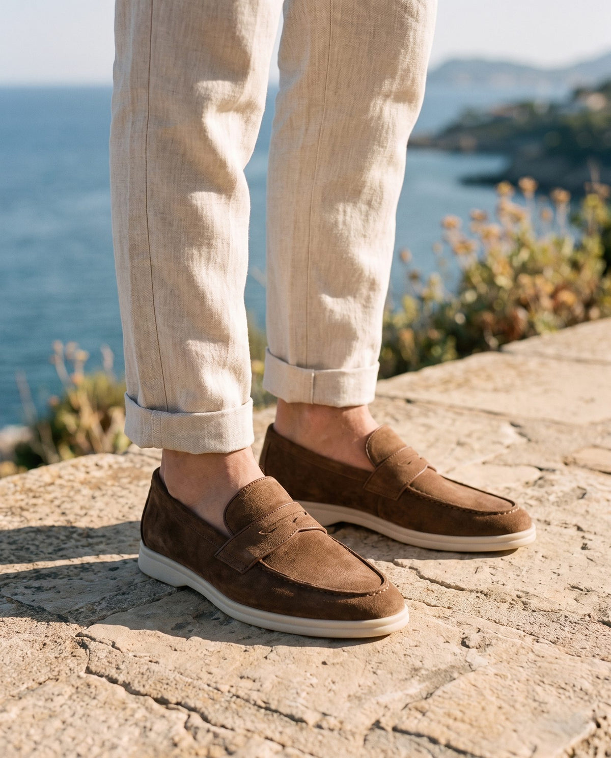 Height Increasing Brown Suede Scilla Summer Penny Loafer - 3 Inch Hidden Heel – lifestyle