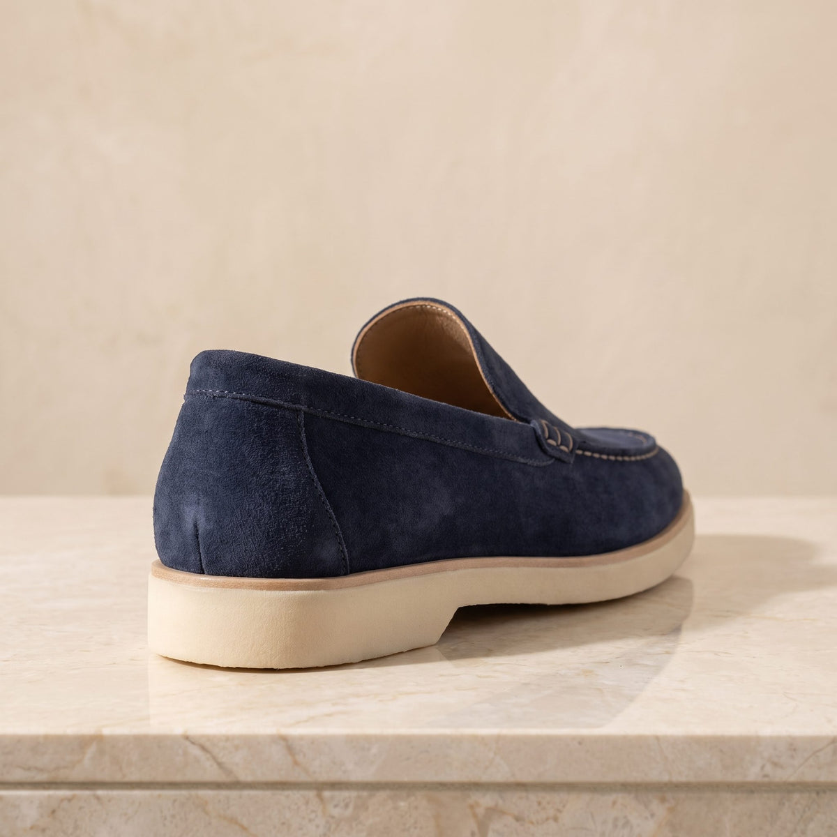 Navy Suede Gerace Summer Penny Loafer – back view