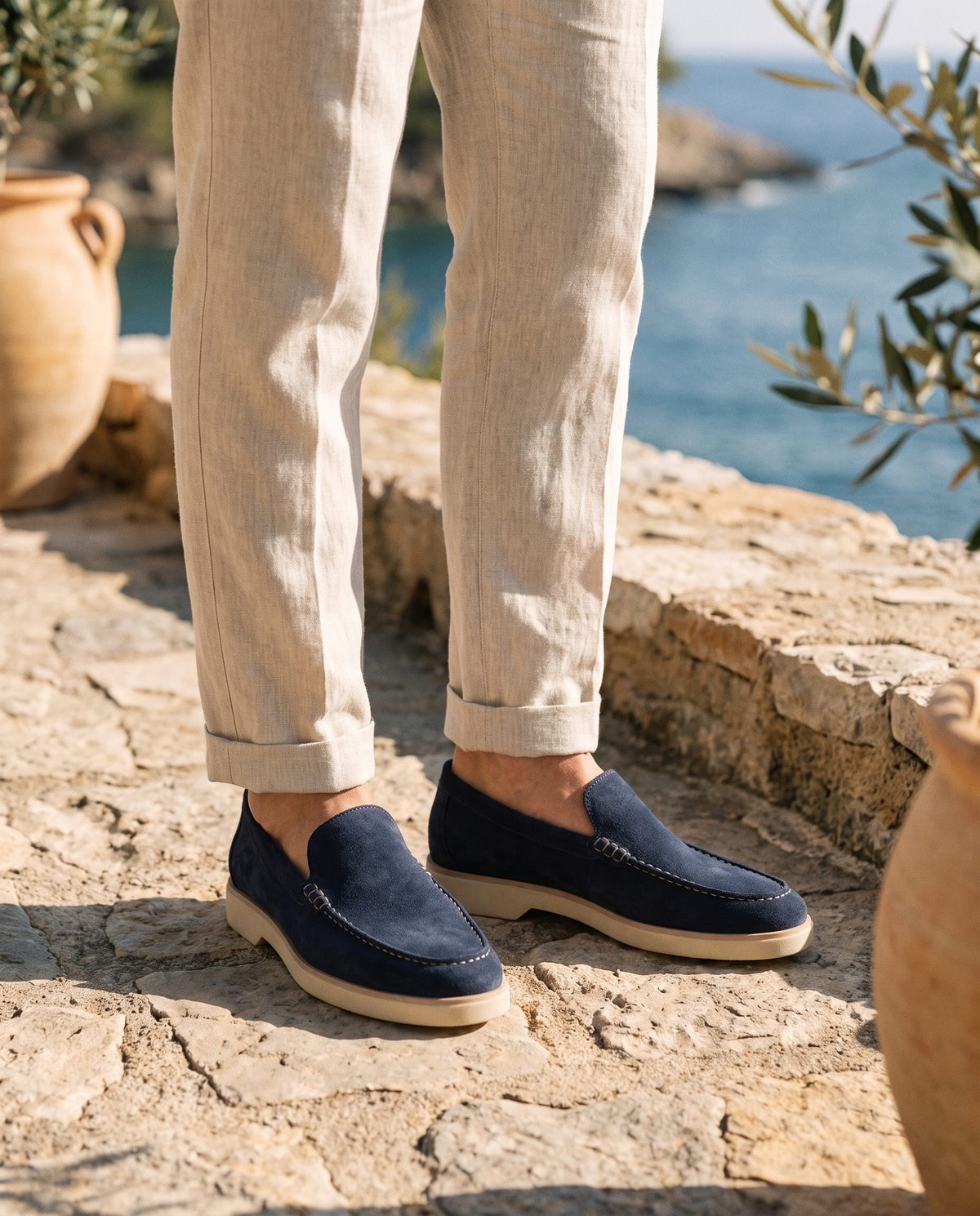 Height Increasing Navy Suede Gerace Summer Penny Loafer - 3 Inch Hidden Heel – lifestyle