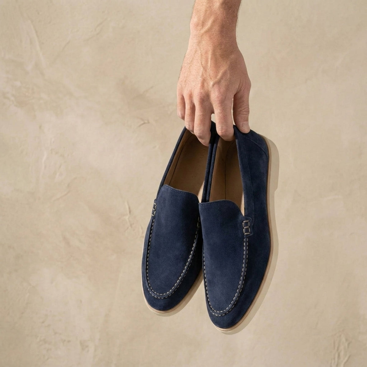 Height Increasing Navy Suede Gerace Summer Penny Loafer - 3 Inch Hidden Heel