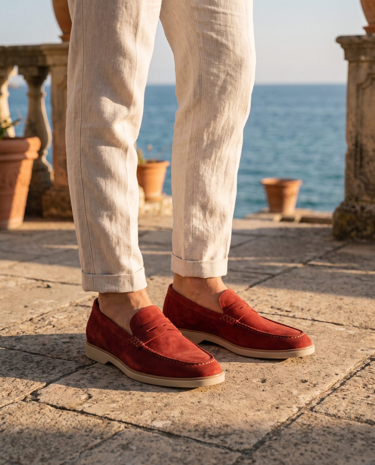 Height Increasing Red Suede Locri Summer Penny Loafer - 3 Inch Hidden Heel – lifestyle