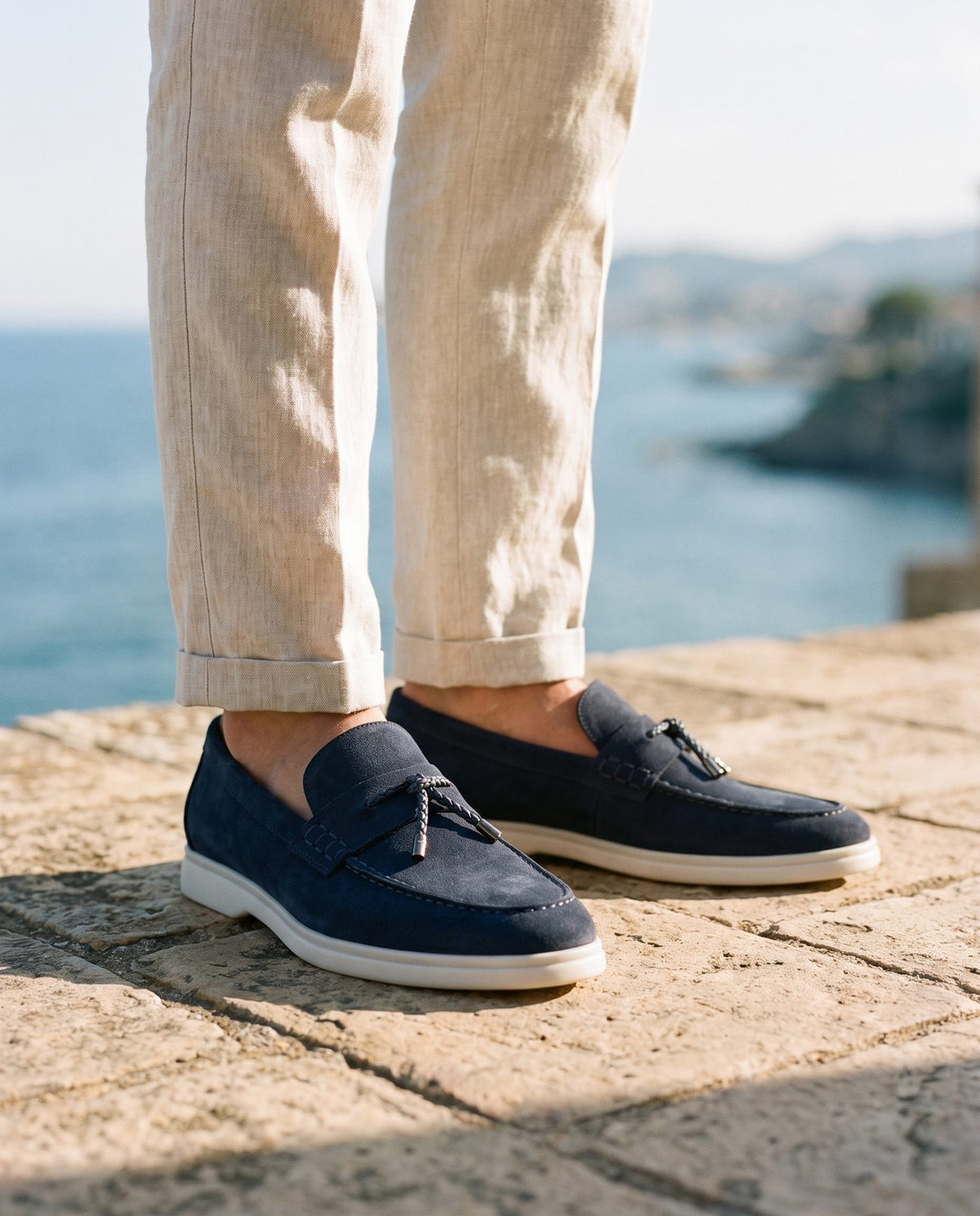 Navy Suede Aspromonte Summer Tassel Loafer – lifestyle
