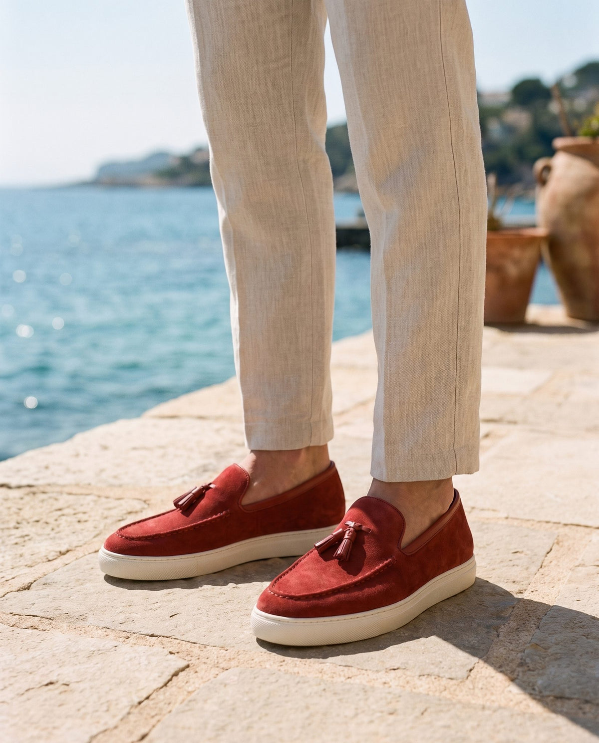 Height Increasing Red Suede Ionio Summer Tassel Loafer - 3 Inch Hidden Heel – lifestyle