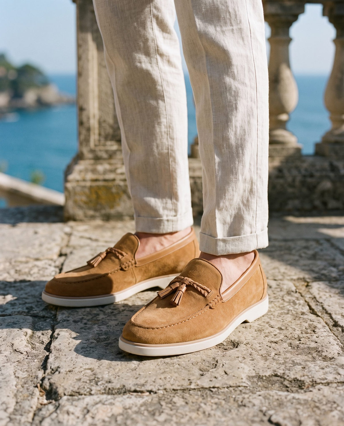 Height Increasing Tan Suede Nardo Summer Tassel Loafer - 3 Inch Hidden Heel – lifestyle