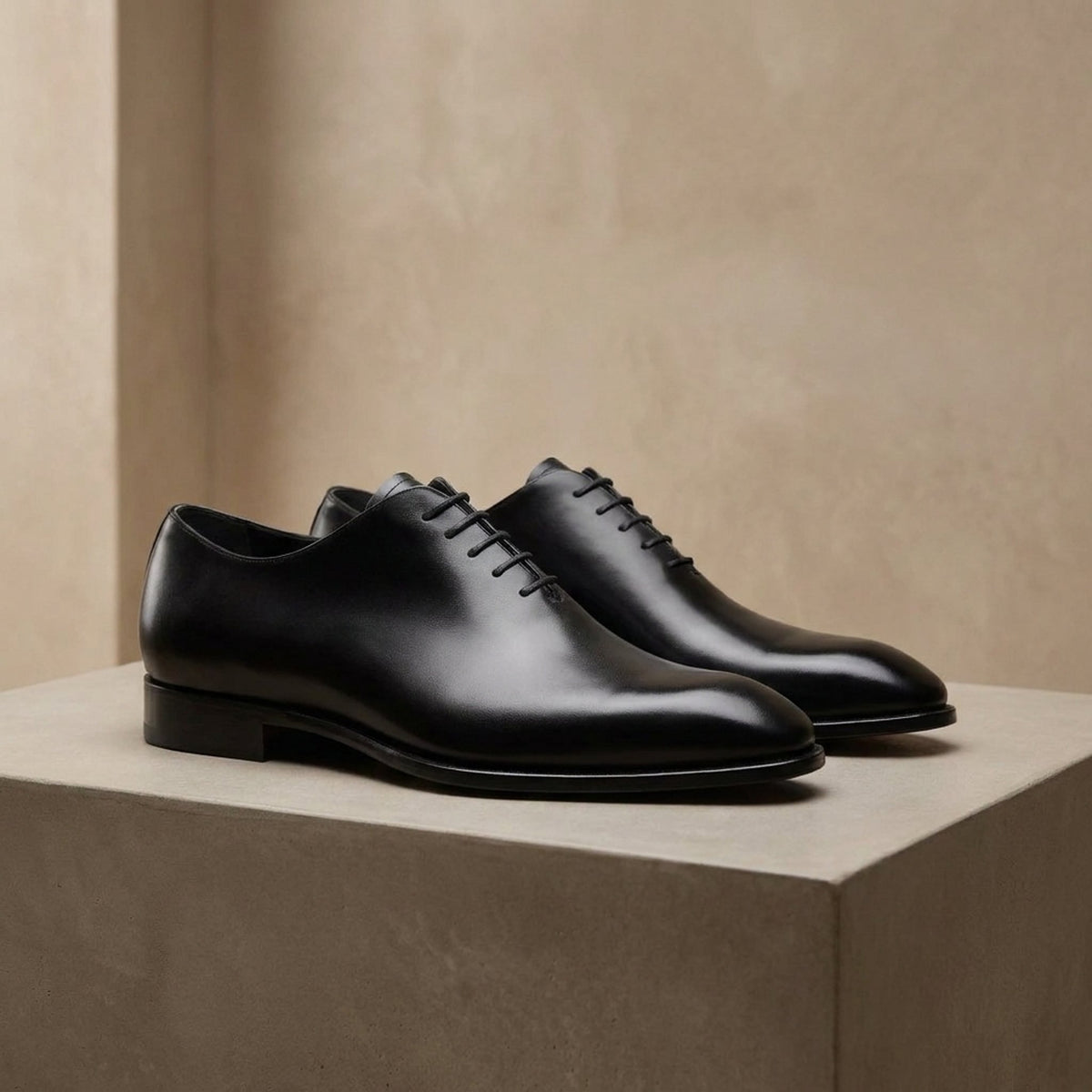Height Increasing Black Leather Gallipoli Wholecut Oxford - 3 Inch Hidden Heel