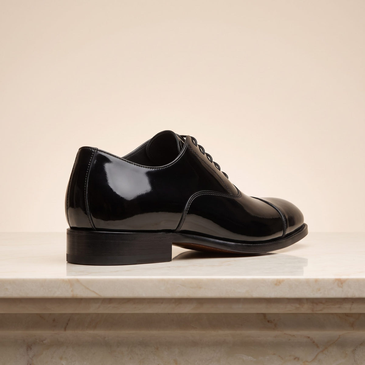 Black Patent Leather Leuca Wholecut Oxford – back view