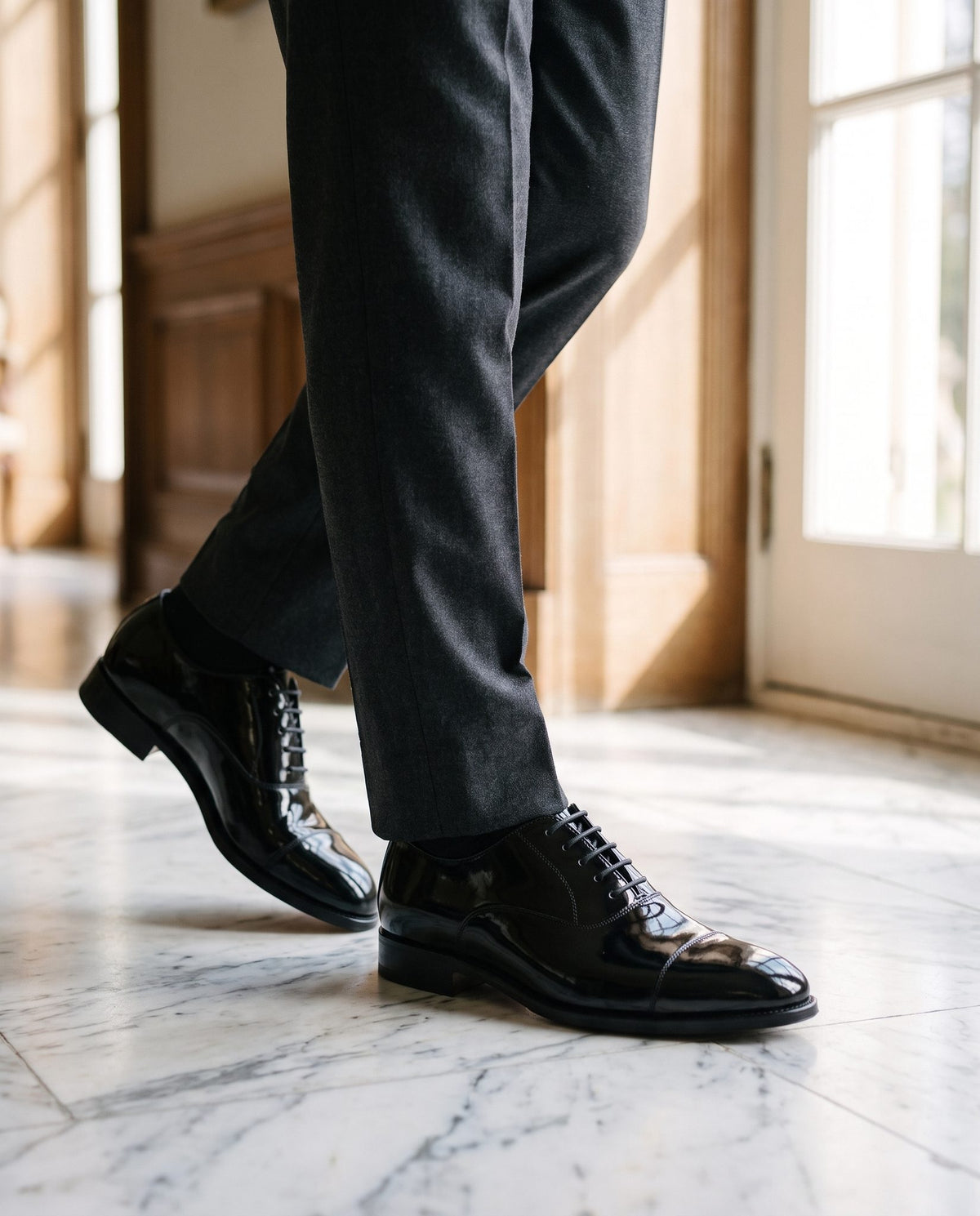 Height Increasing Black Patent Leather Leuca Wholecut Oxford - 3 Inch Hidden Heel – lifestyle