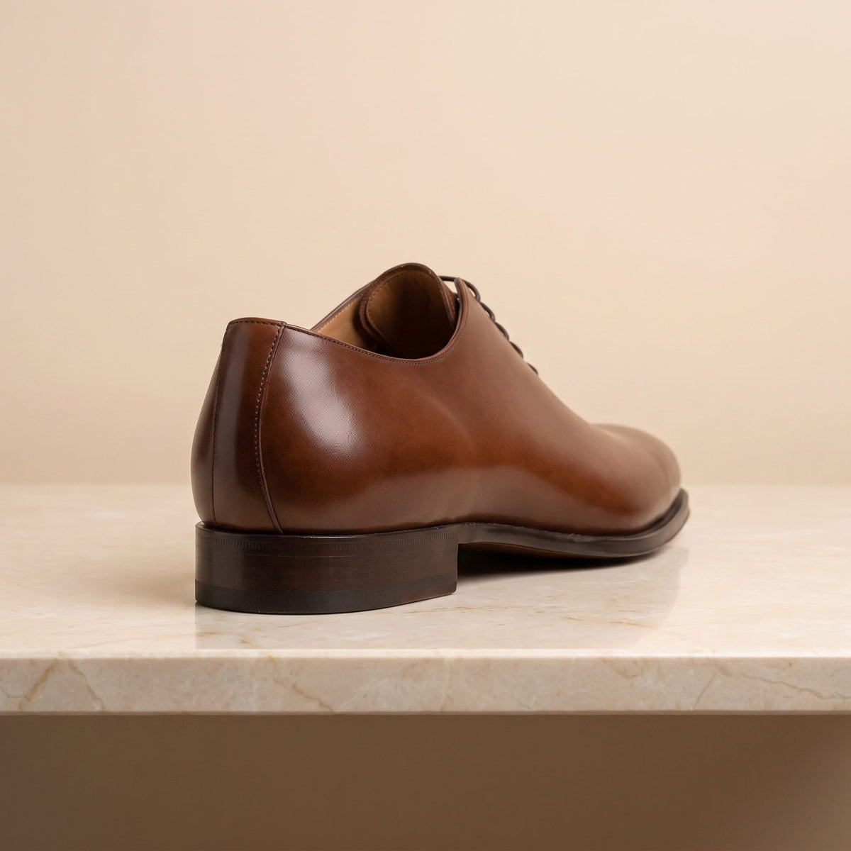Height Increasing Brown Leather Fasano Wholecut Oxford - 3 Inch Hidden Heel – back view