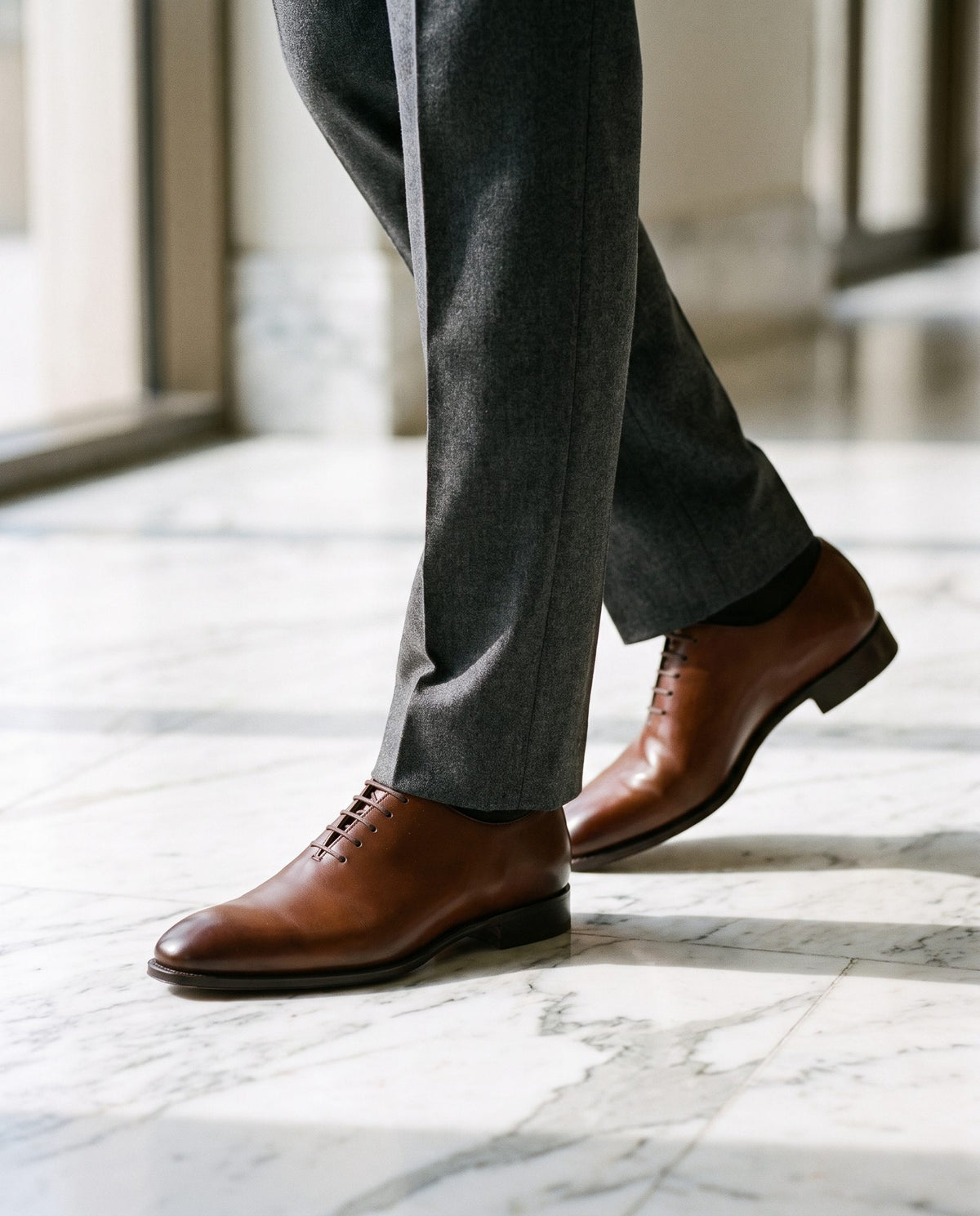 Brown Leather Fasano Wholecut Oxford – lifestyle