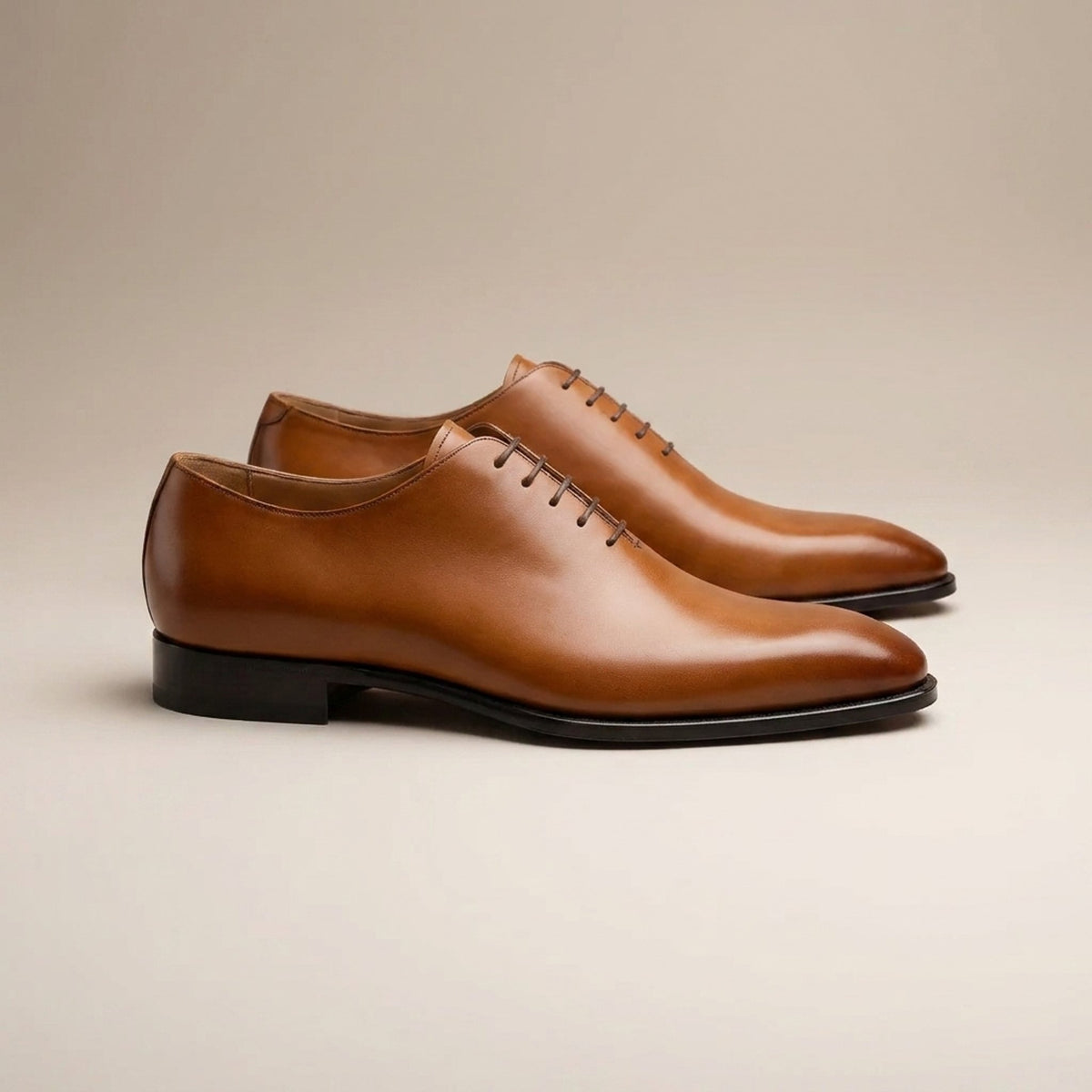 Height Increasing Tan Leather Cisternino Wholecut Oxford - 3 Inch Hidden Heel