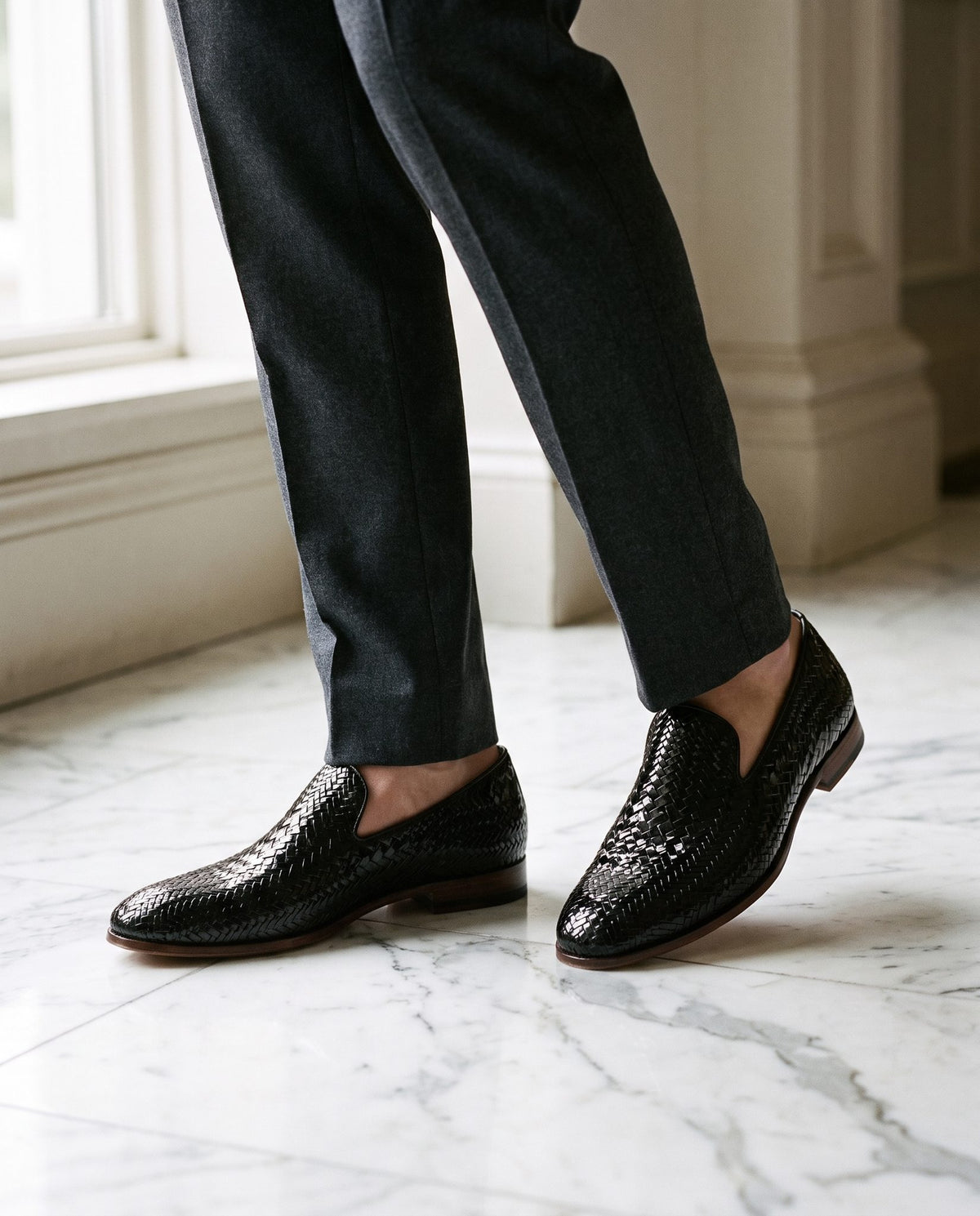 Height Increasing Black Patent Leather Carovigno Woven Loafer - 3 Inch Hidden Heel – lifestyle