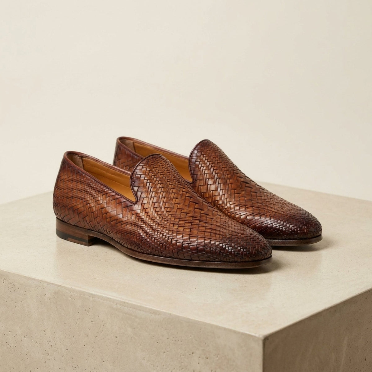 Brown Leather Savelletri Woven Loafer