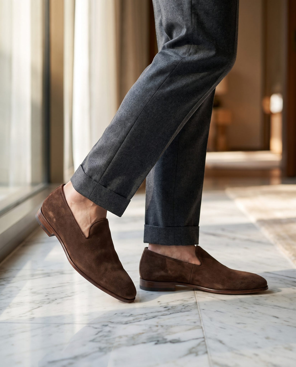 Brown Suede Monopoli Woven Loafer – lifestyle