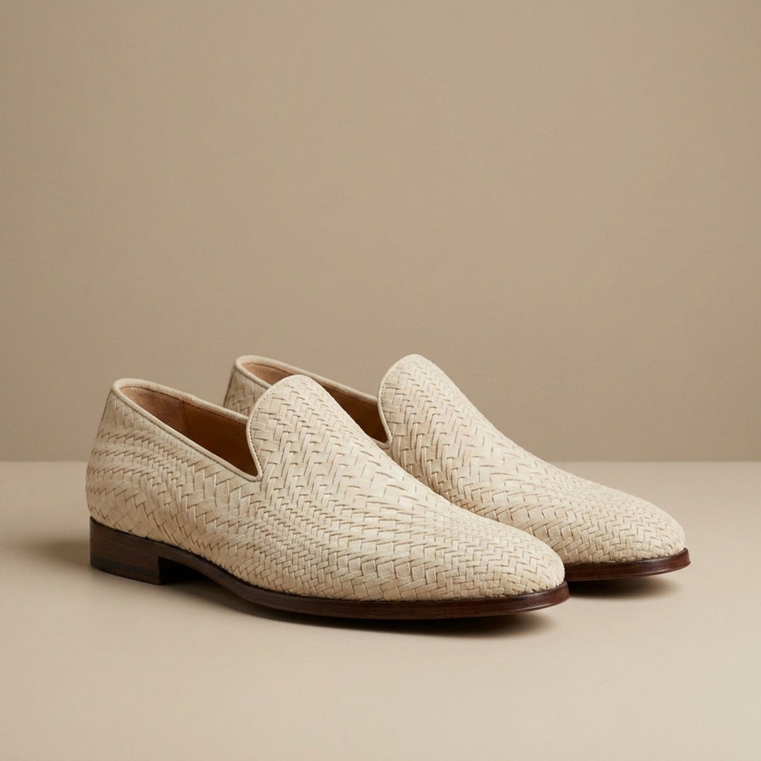Cream Suede Conversano Woven Loafer