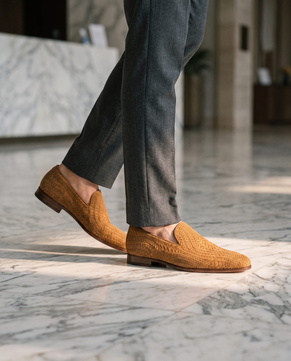 Tan Suede Altamura Woven Loafer – lifestyle