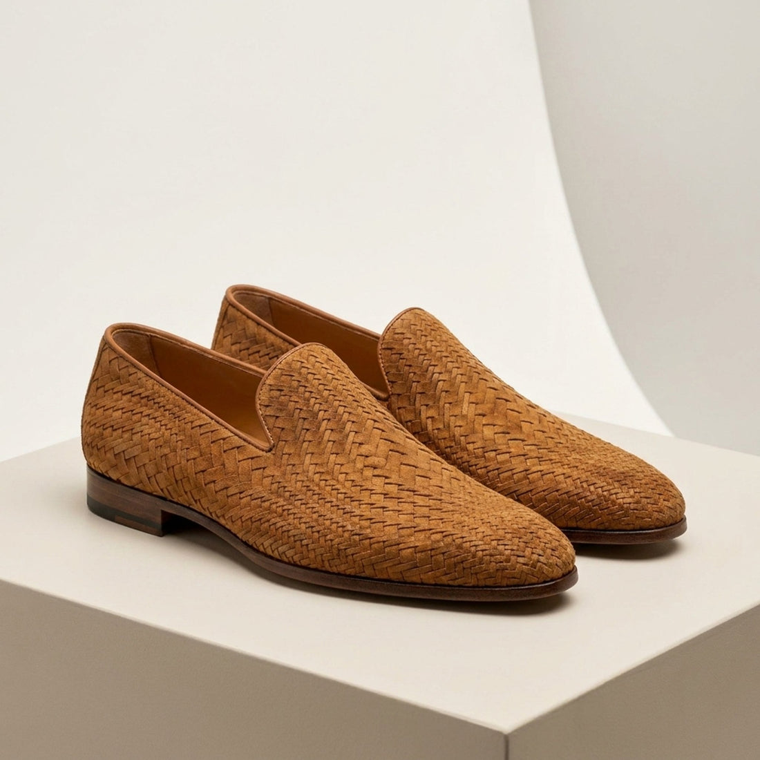 Tan Suede Altamura Woven Loafer