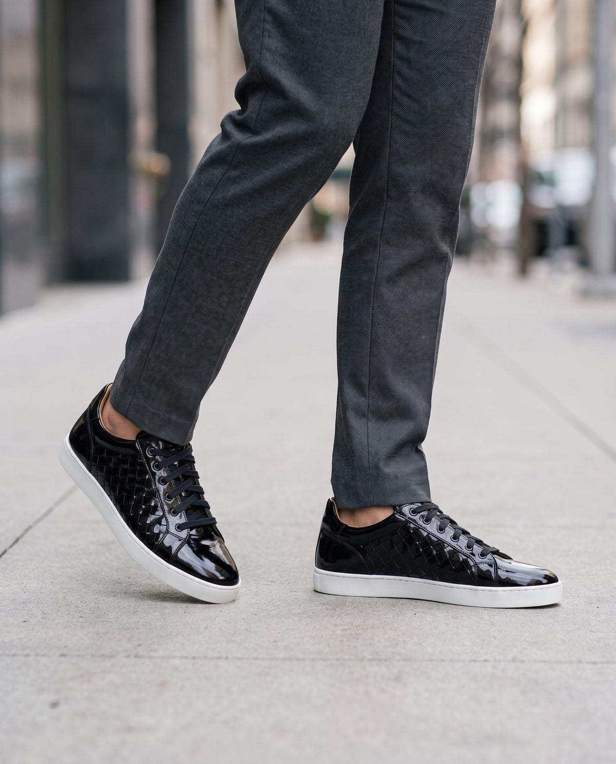 Black Patent Leather Matera Woven Sneaker – lifestyle