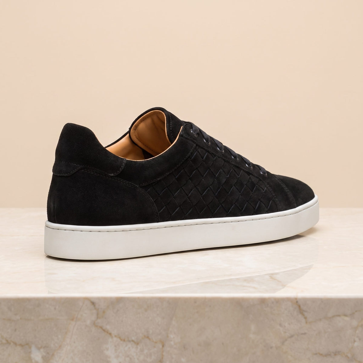 Black Suede Metaponto Woven Sneaker – back view