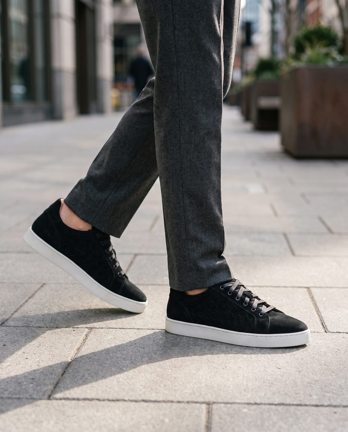Height Increasing Black Suede Metaponto Woven Sneaker - 3 Inch Hidden Heel – lifestyle
