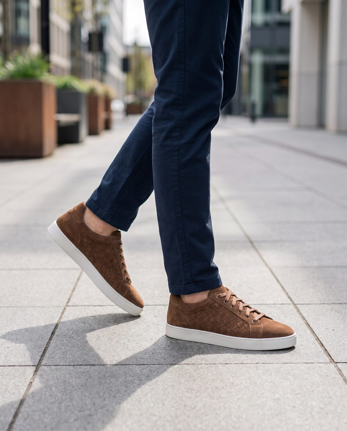 Brown Suede Rossano Woven Sneaker – lifestyle