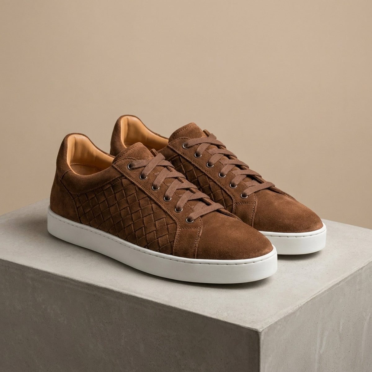 Brown Suede Rossano Woven Sneaker
