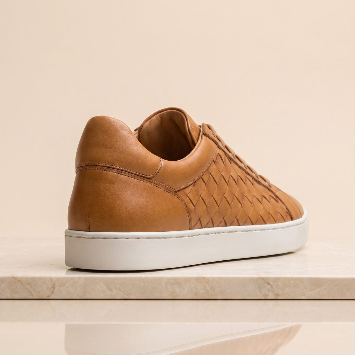 Tan Leather Colonna Woven Sneaker – back view