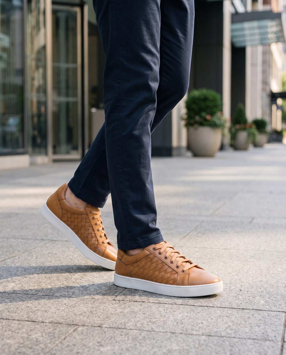 Height Increasing Tan Leather Colonna Woven Sneaker - 3 Inch Hidden Heel – lifestyle
