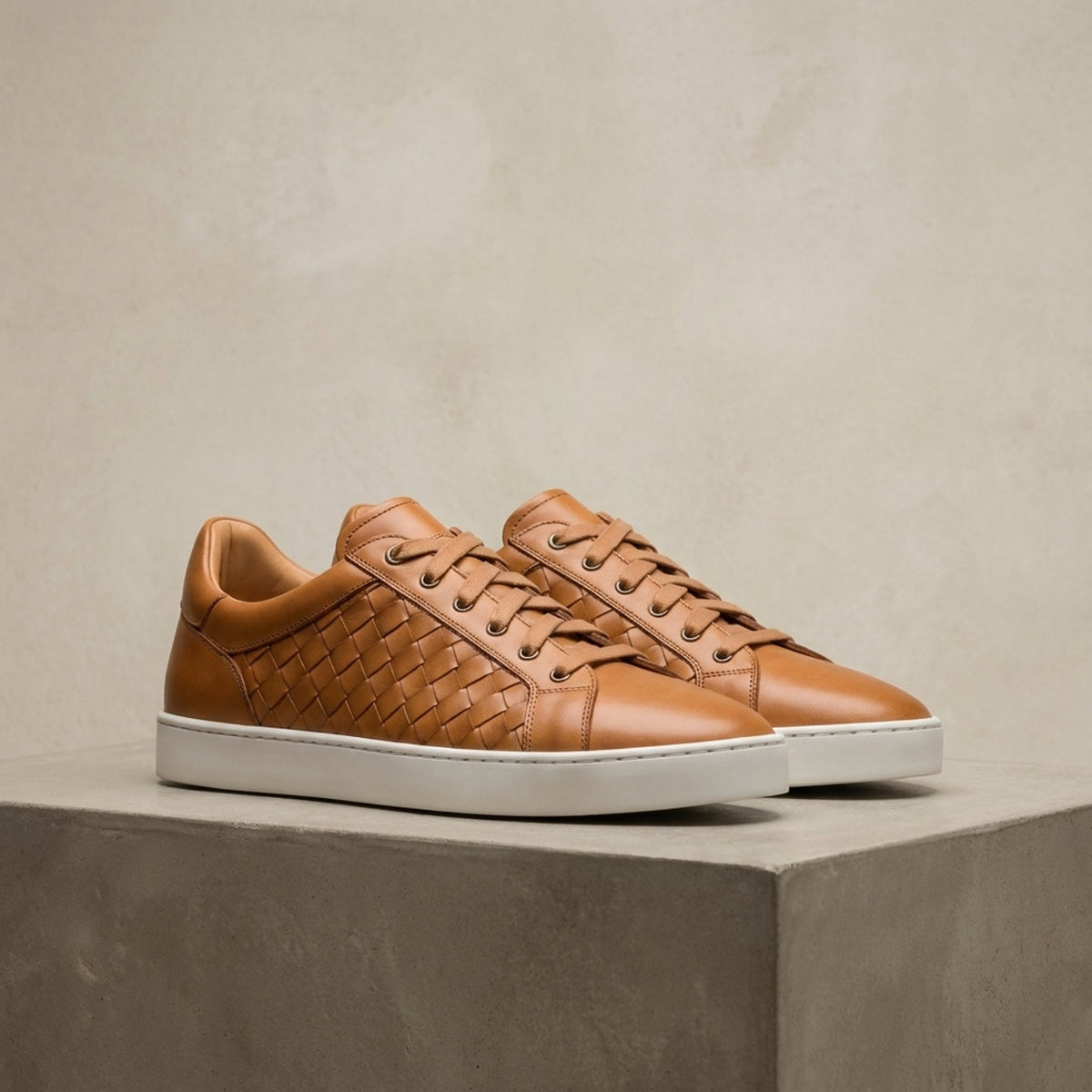 Tan Leather Colonna Woven Sneaker