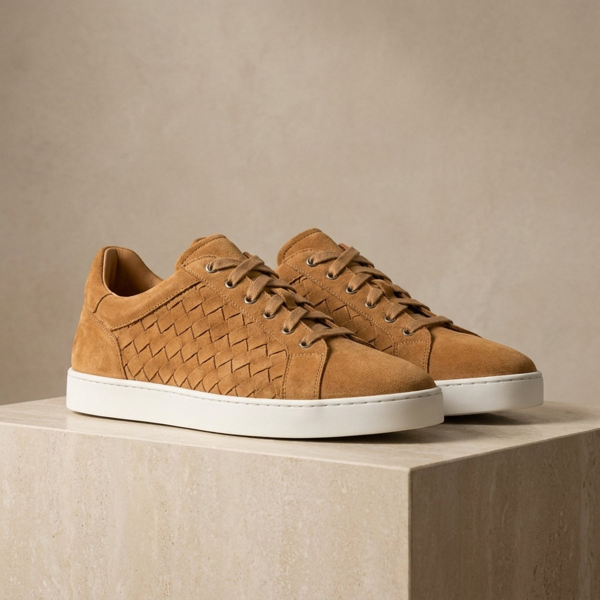 Tan Suede Squillace Woven Sneaker