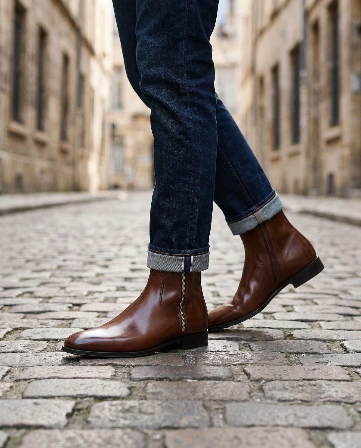 Brown Leather Melito Zip Ankle Boot – lifestyle