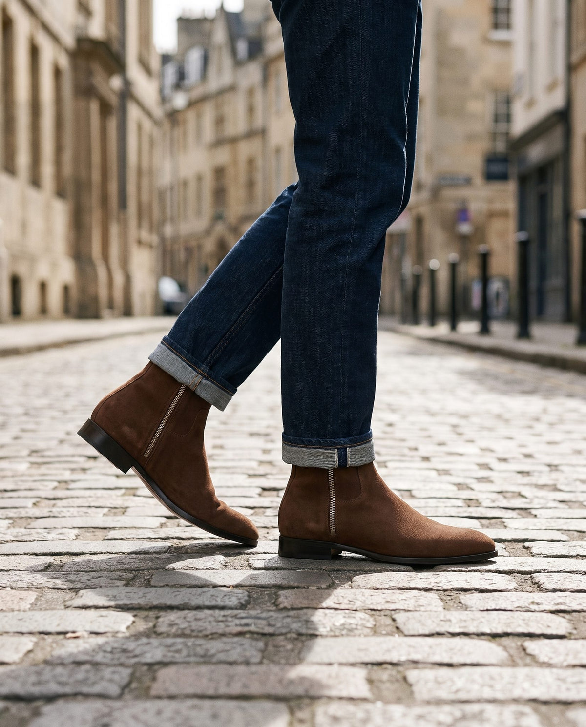 Height Increasing Brown Suede Reggio Zip Ankle Boot - 3 Inch Hidden Heel – lifestyle