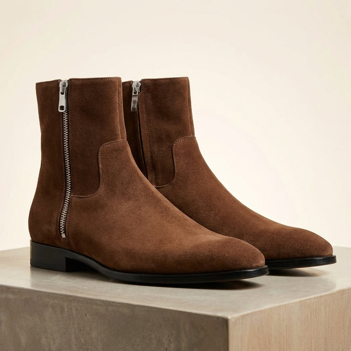 Brown Suede Reggio Zip Ankle Boot