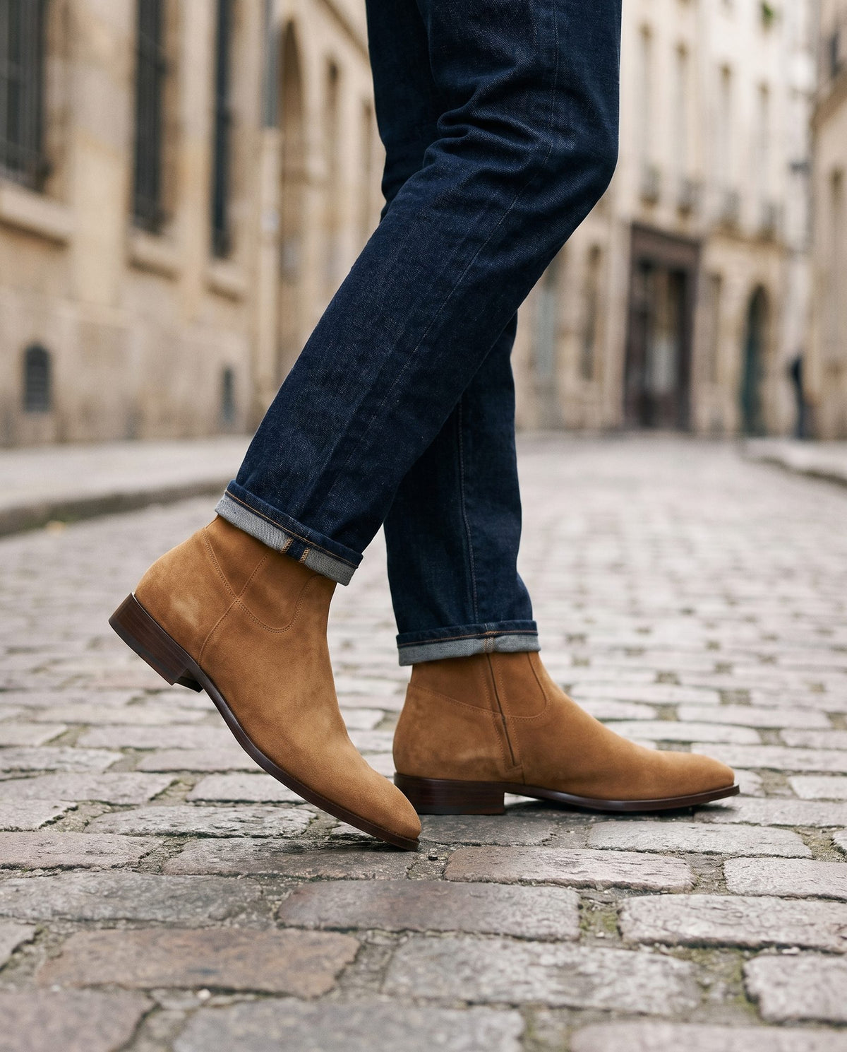 Tan Suede Amalfitana Zip Ankle Boot – lifestyle