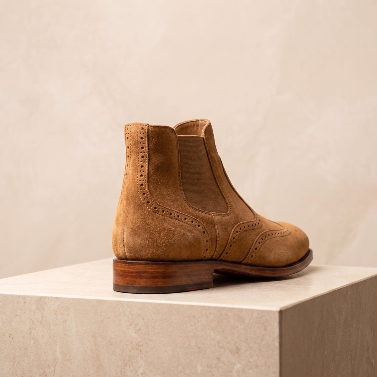 Tan Suede Libeccio Wingtip Chelsea Boot – back view