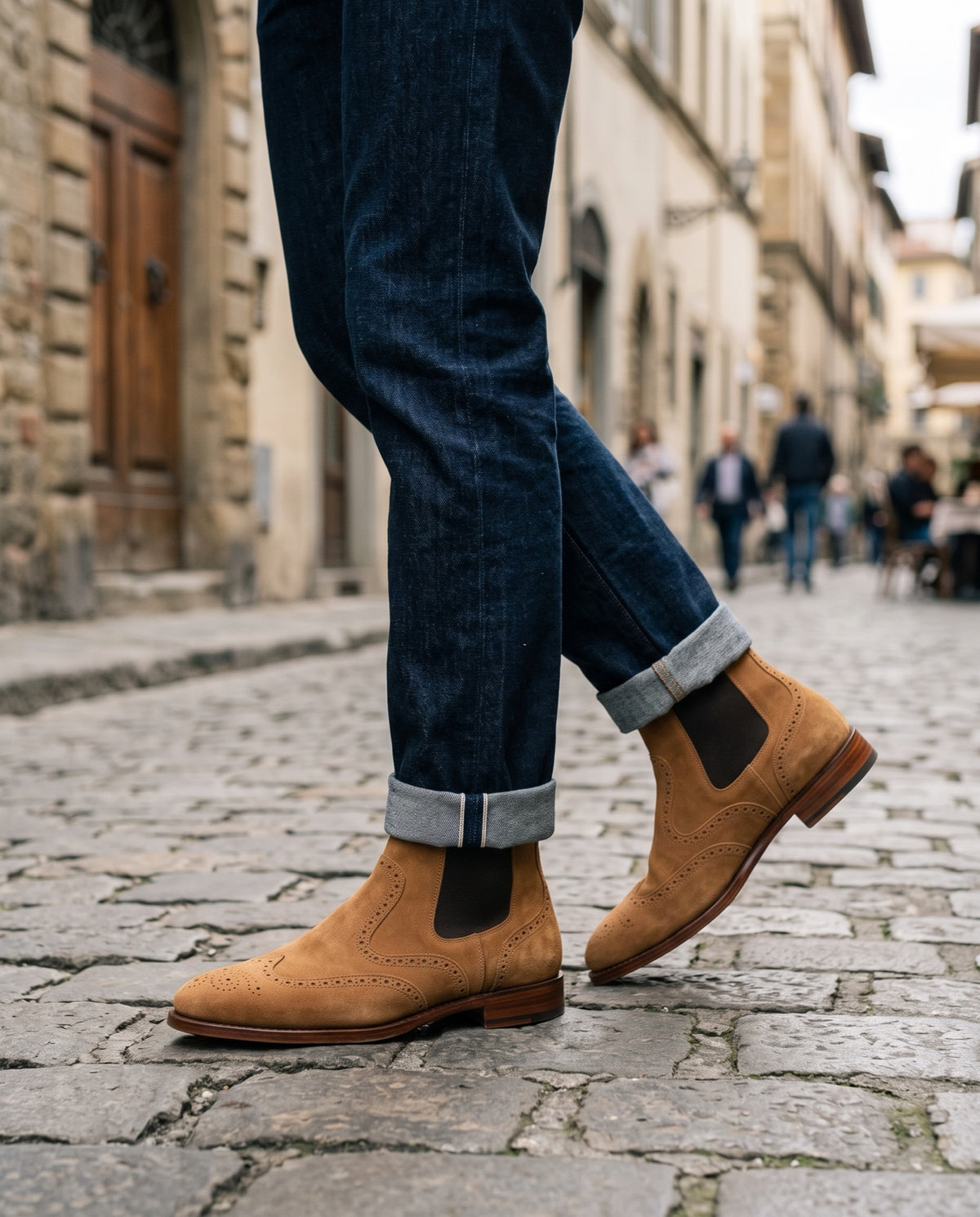 Tan Suede Libeccio Wingtip Chelsea Boot – lifestyle