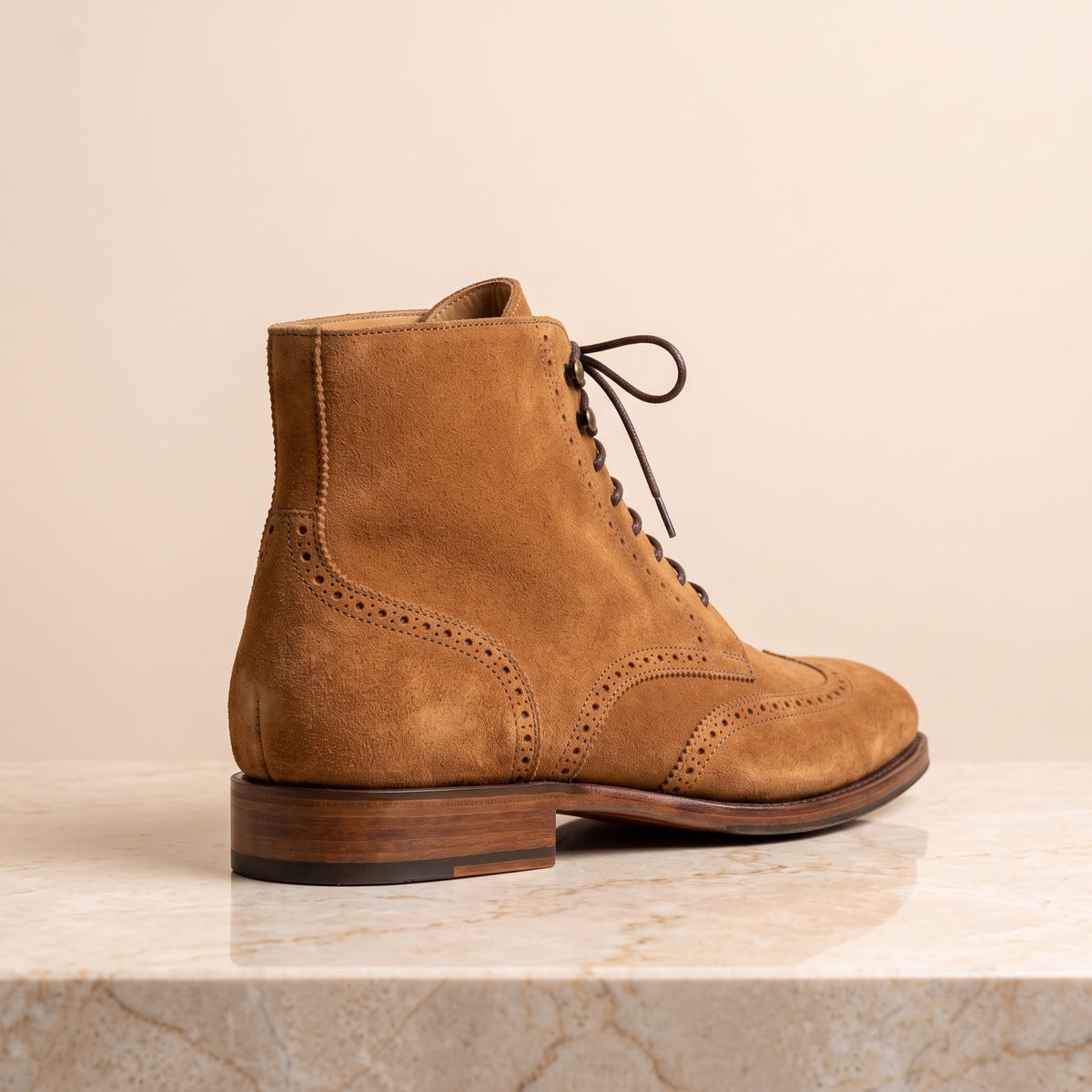 Tan Suede Scirocco Wingtip Lace-Up Boot – back view