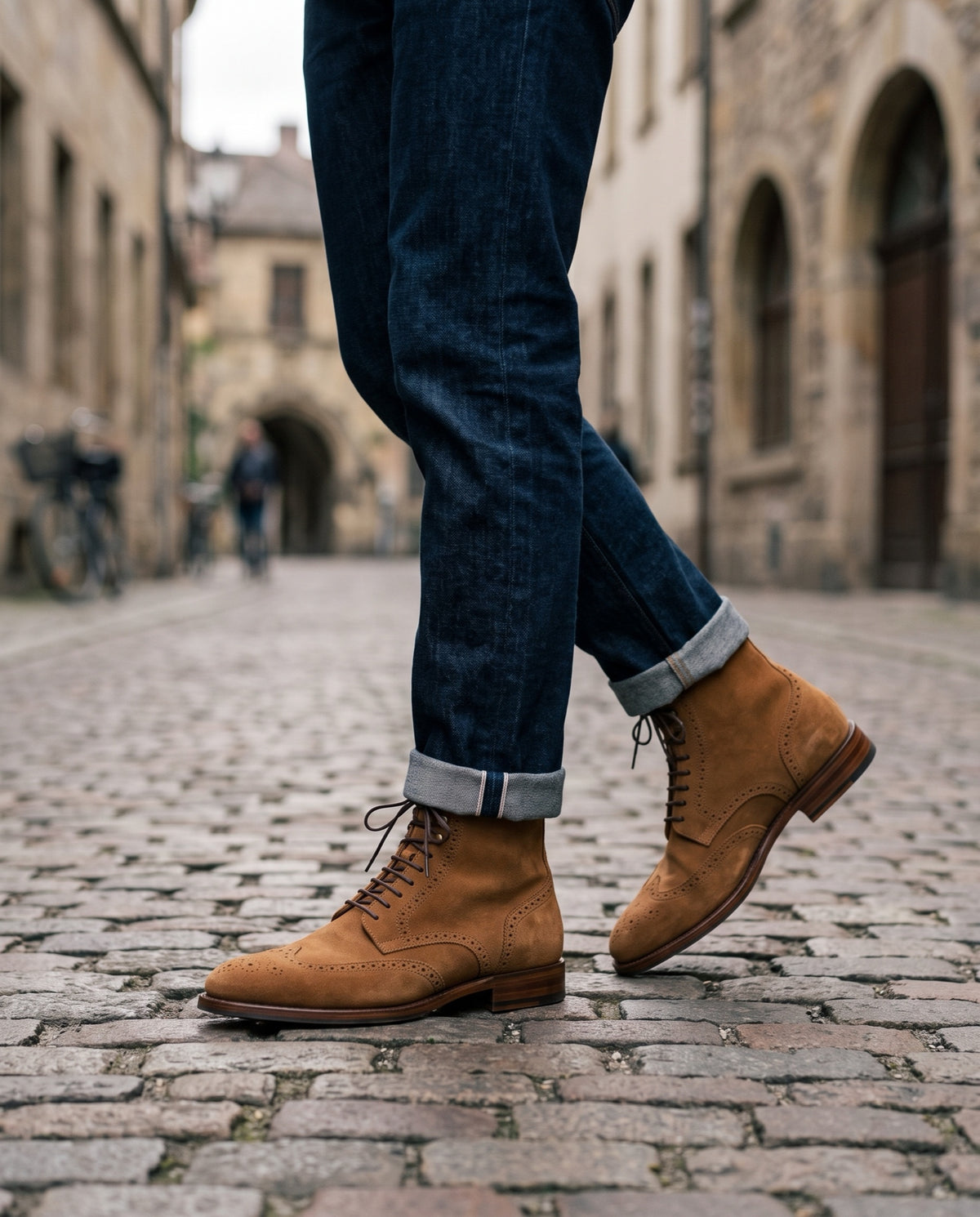 Tan Suede Scirocco Wingtip Lace-Up Boot – lifestyle