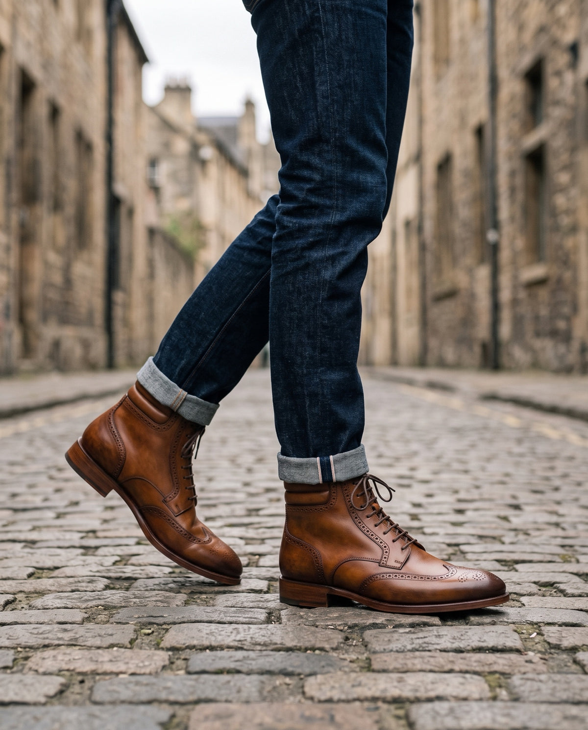 Height Increasing Tan Patina Leather Levante Wingtip Lace-Up Boot - 3 Inch Hidden Heel – lifestyle