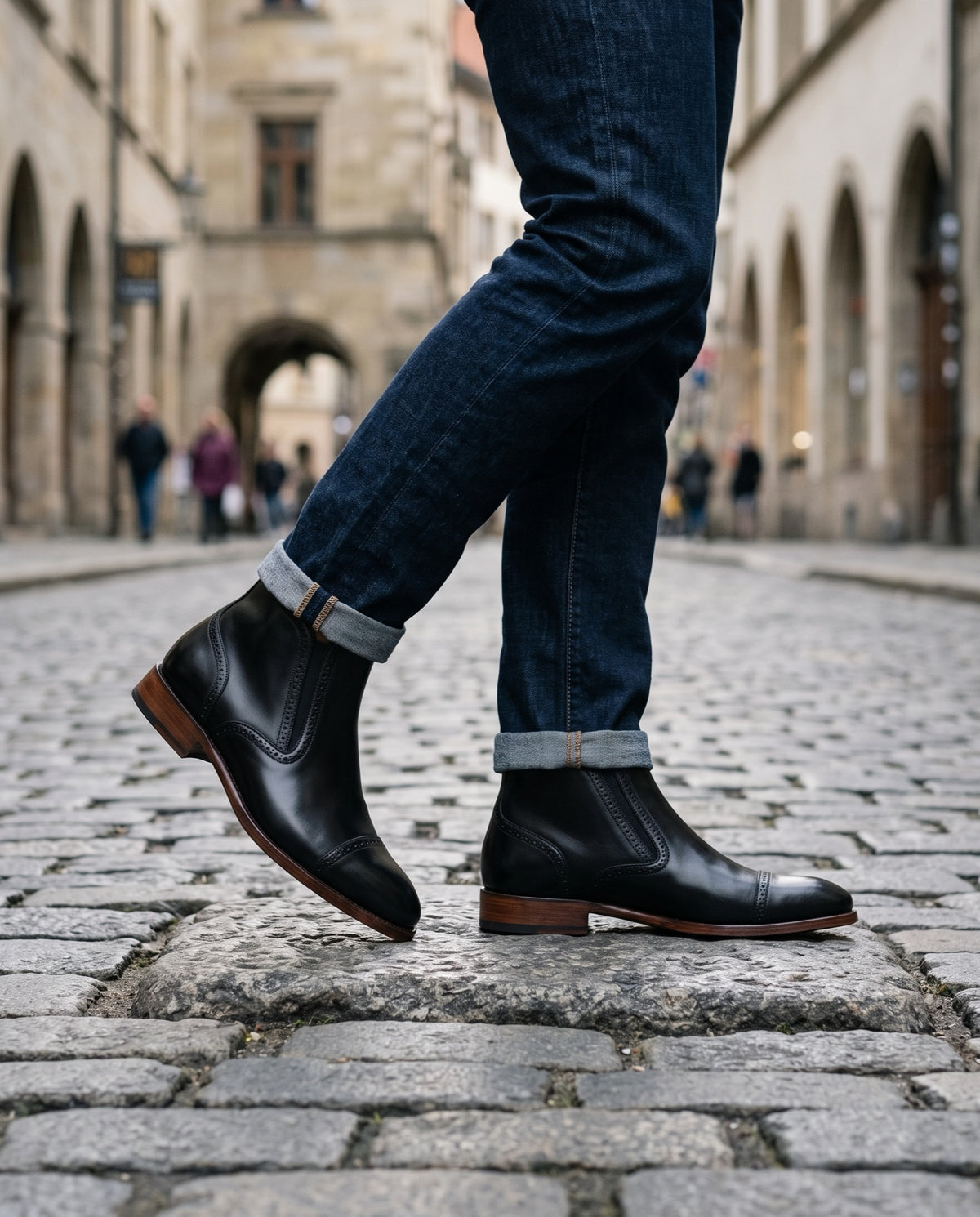 Height Increasing Black Leather Portofino Wingtip Chelsea Boot - 3 Inch Hidden Heel – lifestyle