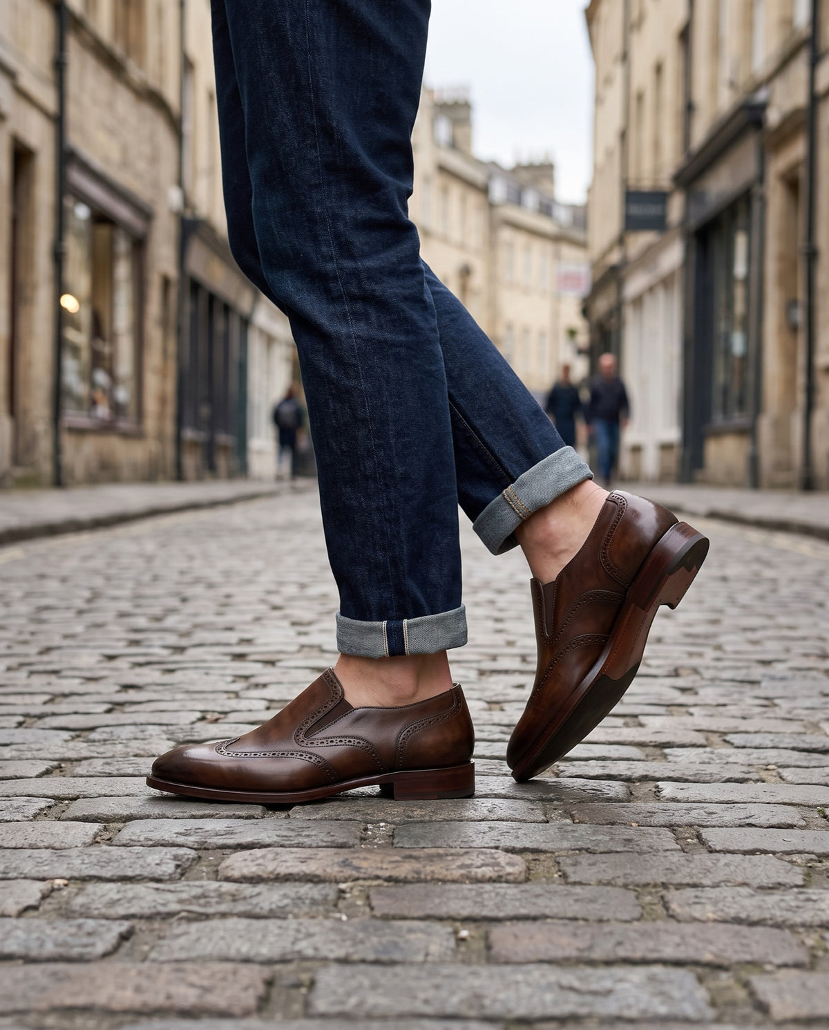 Brown Patina Leather Varenna Wingtip Slip-On – lifestyle