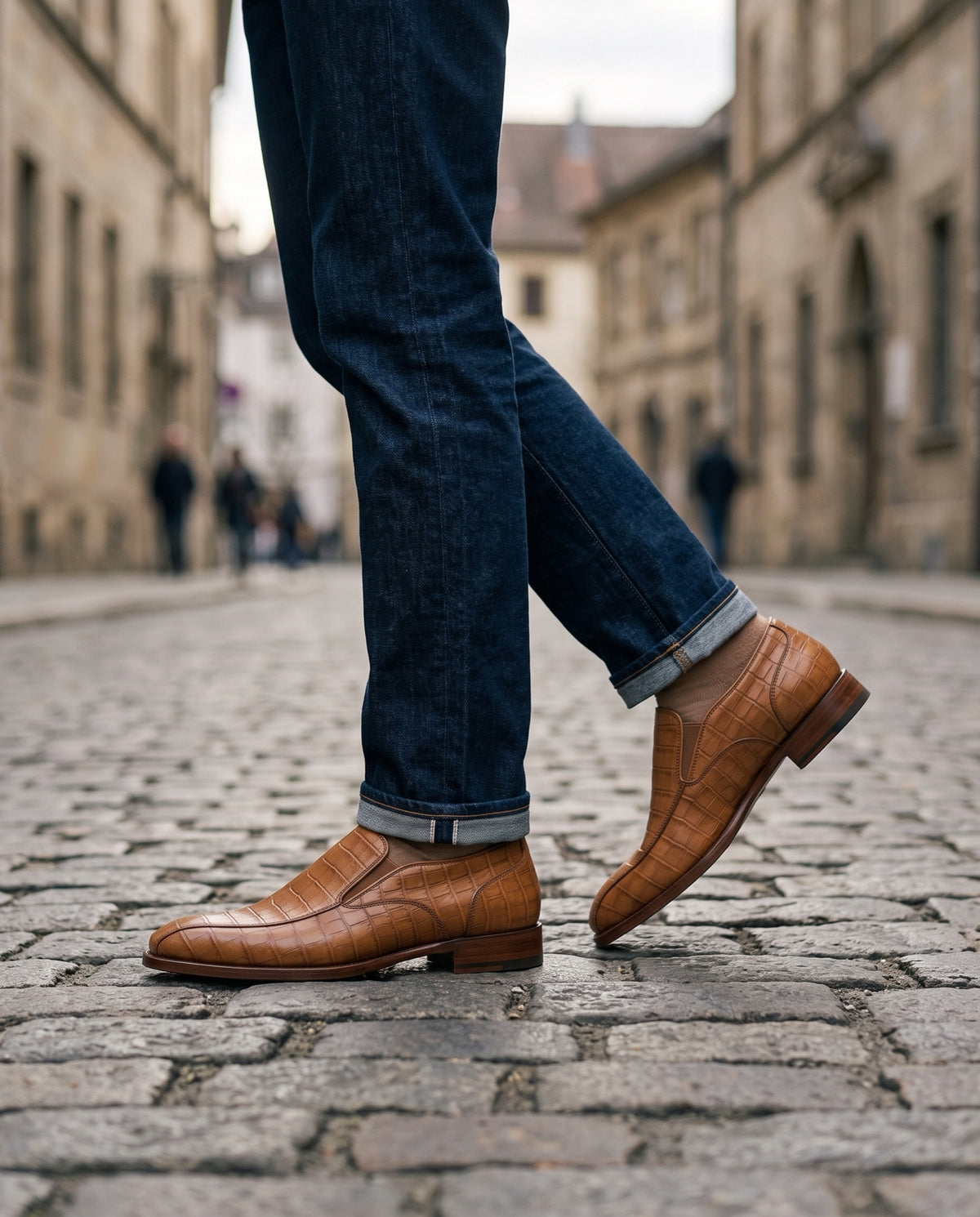 Tan Crocodile-Print Leather Bordighera Slip-On Loafer – lifestyle