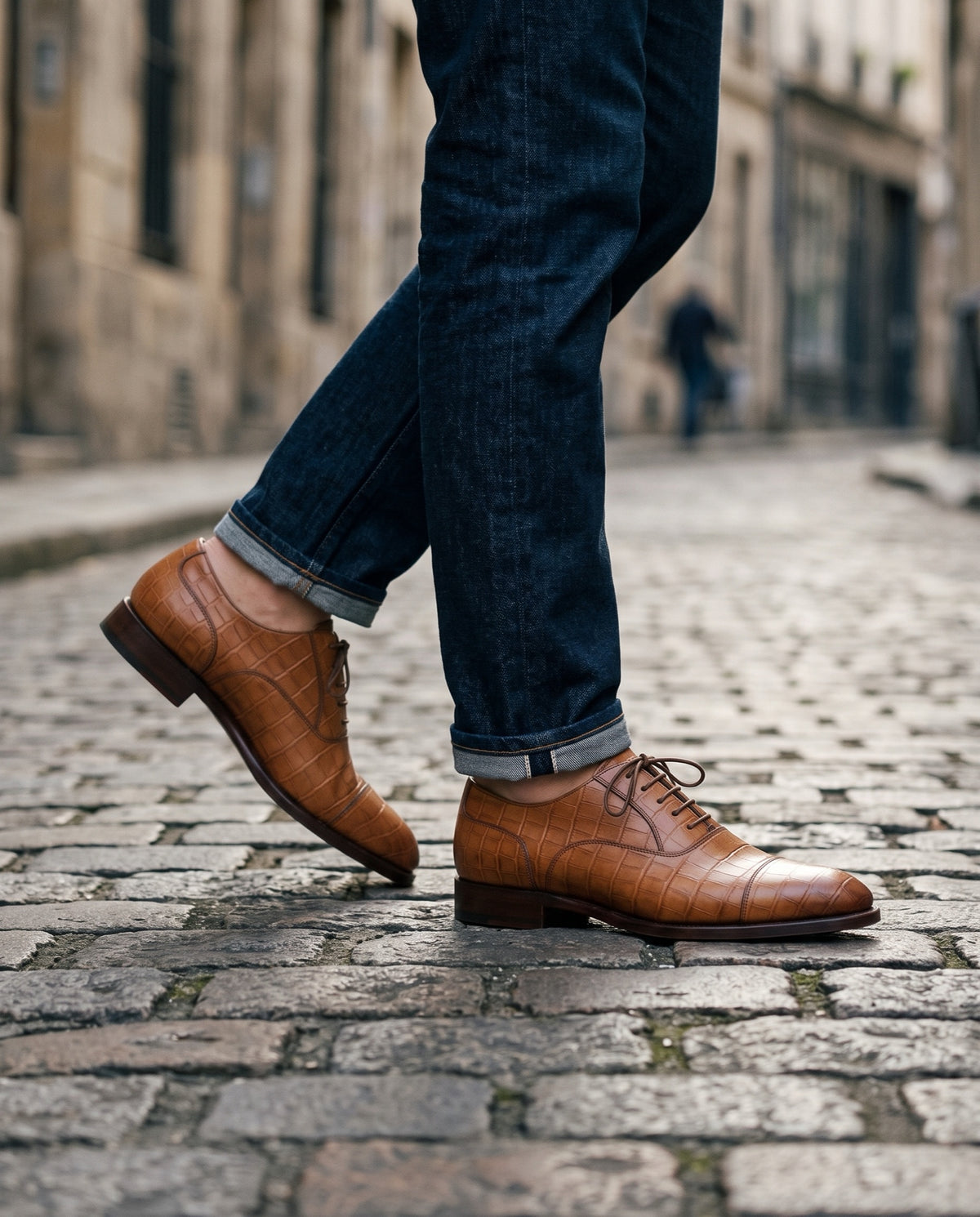 Height Increasing Tan Crocodile-Print Leather Alassio Cap-Toe Oxford - 3 Inch Hidden Heel – lifestyle